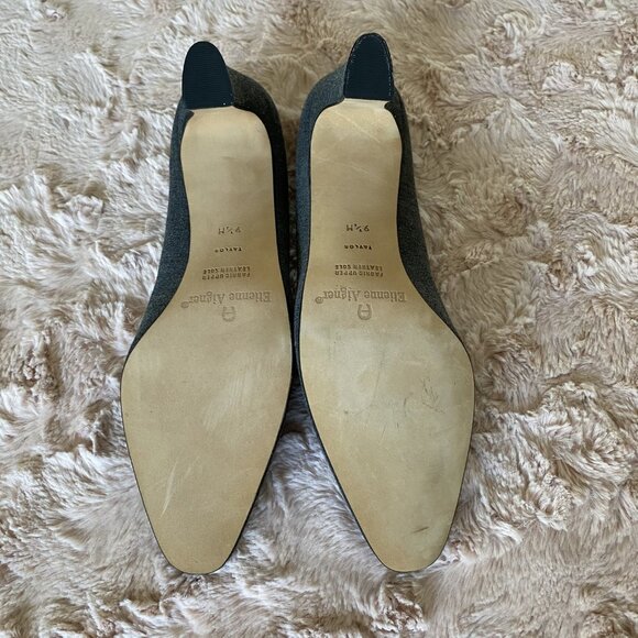 Etienne Aigner Women's 9.5M Taylor Gray Fabric Pumps Block Heels - Picture 9 of 16